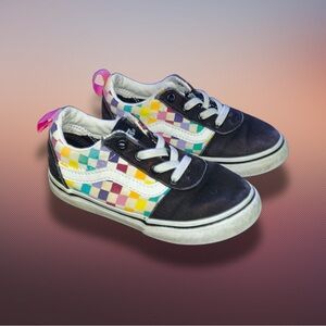 Vans Old Skool Checkered Rainbow Toddler Shoes Size 9